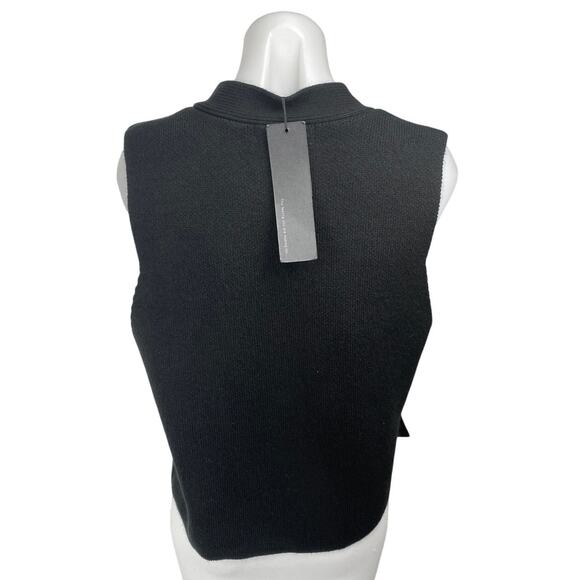 NEW S. Deer Womens Black Sleeveless Knit Asymmetric Button Up Cardigan Sweater S - Picture 2 of 5